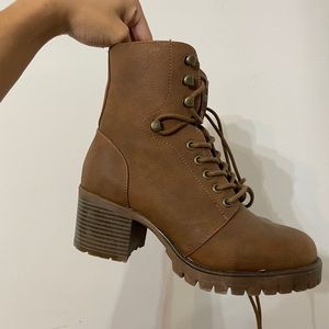 Leather Platform Laceup Booties
